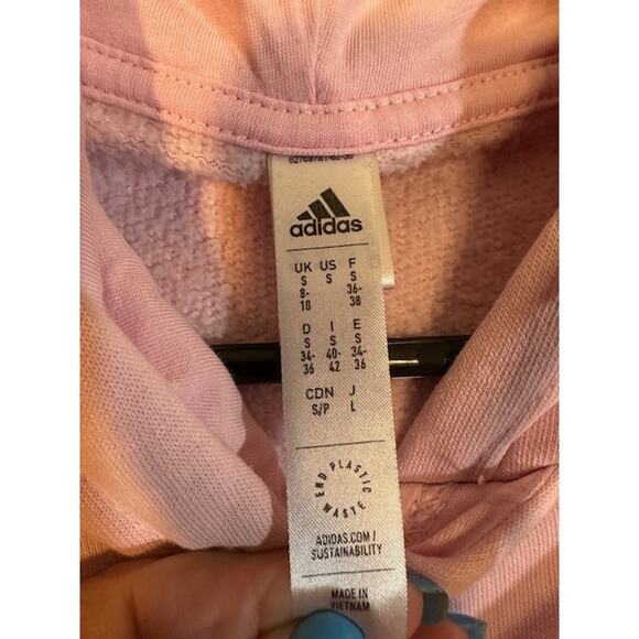 Adidas Pink Long Sleeve Cotton Hooded Casual Pullover Sweatshirt Women Sz S - Picture 8 of 10